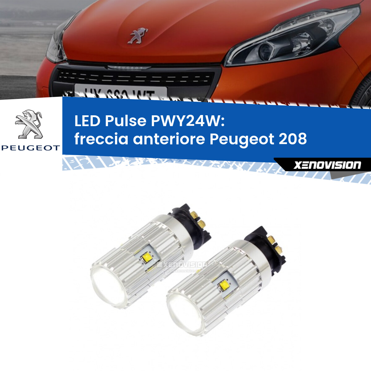 Bombilla LED PWY24W Para Intermitente Y Luz Diurna Peugeot 208 (2012+) - 6000K Blanco Xenón, Sin Error CAN-bus