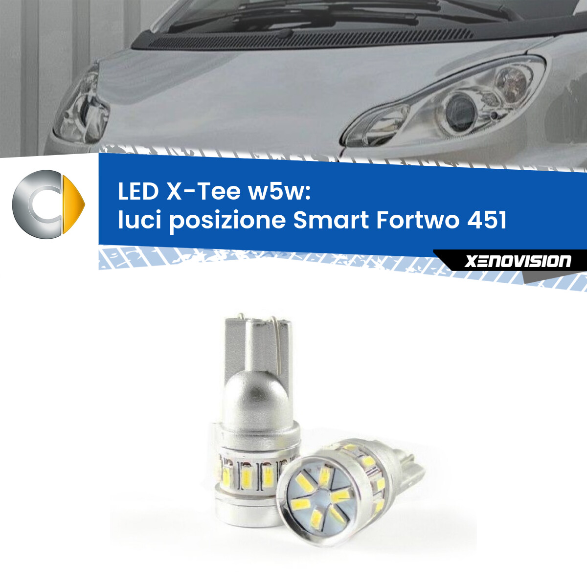 Luci LED T10 W5W Per Smart Fortwo E Forfour - 6000K Bianco Ghiaccio, Error Free, Plug & Play - Foto 8