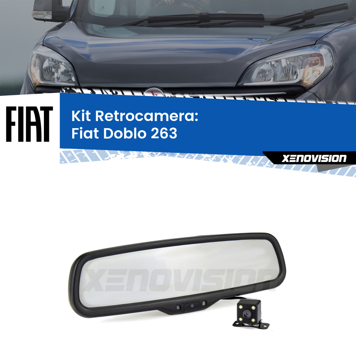 Kit Telecamera Retrovisore Con Terzo Stop E Monitor 4.3'' Per Fiat Doblò 263 / Opel Combo (2010-2019)