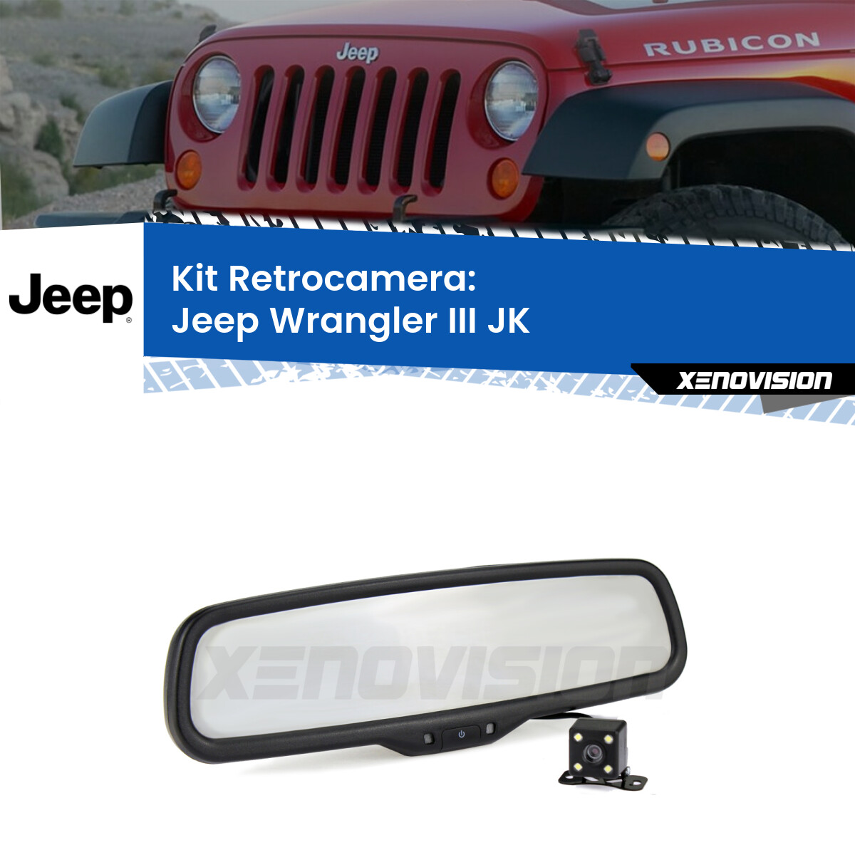 Telecamera Posteriore HD (1280x720p) Per Jeep Wrangler JK (2006-2018) - CCD Grandangolare Impermeabile Con Visione Notturna