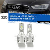 0 Abbaglianti LED H15 24,000Lm per Audi A3 8V 2013 -2020 H15: Kit LED Shark 24.000Lm - Luci Diurne DRL e Abbaglianti Canbus