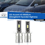 0 Abbaglianti LED H3 9600Lm per Hyundai Highway 2000 -2004 H3: Kit LED Accent 9600LM