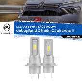 0 Abbaglianti LED H7 9600Lm per Citroën C3 aircross II 2024 in poi H7: Kit LED Accent 9.600LM