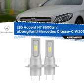 0 Abbaglianti LED H7 9600Lm per Mercedes Classe-C W205 2013 -2018 H7: Kit LED Accent 9.600LM