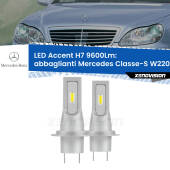 0 Abbaglianti LED H7 9600Lm per Mercedes Classe-S W220 1998 -2005 H7: Kit LED Accent 9.600LM