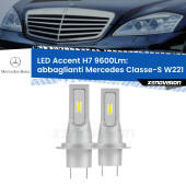 0 Abbaglianti LED H7 9600Lm per Mercedes Classe-S W221 Full-beam spotlight con fari Bi-Xenon fino al 2012/2 H7: Kit LED Accent 9.600LM