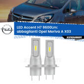 0 Abbaglianti LED H7 9600Lm per Opel Meriva A X03 con fari Xenon H7: Kit LED Accent 9.600LM