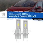 0 Abbaglianti LED H7 9600Lm per Peugeot 307 3A/C con fari Xenon H7: Kit LED Accent 9.600LM