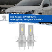0 Abbaglianti LED H7 9600Lm per Peugeot 308 Mk2 restyling H7: Kit LED Accent 9.600LM