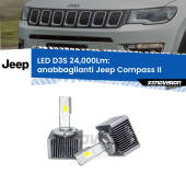 0 Anabbaglianti LED D3S per Jeep Compass II LPR 24,000Lumen Canbus D3S: Kit trasformazione LED da lampade Xenon 24000Lm - Nuovo modello 2025