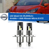 0 Anabbaglianti LED H4 29,000Lm per Nissan Micra III K12 2002 - 2010 H4: Kit LED Moai 29.000Lumen