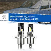 0 Anabbaglianti LED H4 29,000Lm per Peugeot 309 1989 - 1993 H4: Kit LED Moai 29.000Lumen
