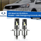 0 Anabbaglianti LED H4 29,000Lm per Ssangyong Korando Mk2 1996 - 2006 H4: Kit LED Moai 29.000Lumen