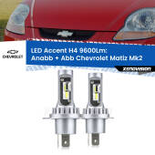 0 Anabbaglianti LED H4 9600Lm per Chevrolet Matiz Mk2 2005 - 2011 H4: Kit LED Accent 9600LM