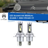 0 Anabbaglianti LED H4 9600Lm per Citroën C1  2005 - 2013 H4: Kit LED Accent 9600LM