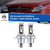 0 Anabbaglianti LED H4 9600Lm per Citroën Xsara a parabola singola H4: Kit LED Accent 9600LM