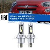 0 Anabbaglianti LED H4 9600Lm per Fiat 500X  a parabola H4: Kit LED Accent 9600LM