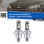 0 Anabbaglianti LED H4 9600Lm per Fiat Strada a parabola singola H4: Kit LED Accent 9600LM