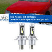 0 Anabbaglianti LED H4 9600Lm per Hyundai S coupe SLC 1990 - 1996 H4: Kit LED Accent 9600LM