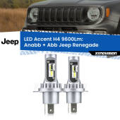 0 Anabbaglianti LED H4 9600Lm per Jeep Renegade  2014 in poi H4: Kit LED Accent 9600LM