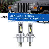 0 Anabbaglianti LED H4 9600Lm per Jeep Wrangler II TJ 1996 - 2005 H4: Kit LED Accent 9600LM
