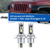 0 Anabbaglianti LED H4 9600Lm per Jeep Wrangler III JK 2006 - 2016 H4: Kit LED Accent 9600LM