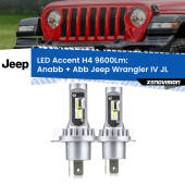 0 Anabbaglianti LED H4 9600Lm per Jeep Wrangler IV JL 2017 in poi H4: Kit LED Accent 9600LM