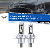 0 Anabbaglianti LED H4 9600Lm per Mini Coupe R58 2011 - 2015 H4: Kit LED Accent 9600LM