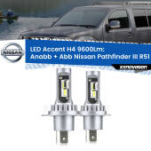 0 Anabbaglianti LED H4 9600Lm per Nissan Pathfinder III R51 2005 - 2011 H4: Kit LED Accent 9600LM