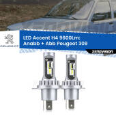 0 Anabbaglianti LED H4 9600Lm per Peugeot 309 1989 - 1993 H4: Kit LED Accent 9600LM