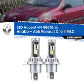 0 Anabbaglianti LED H4 9600Lm per Renault Clio II Mk2 a parabola singola H4: Kit LED Accent 9600LM
