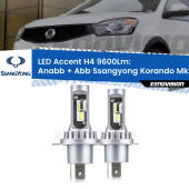 0 Anabbaglianti LED H4 9600Lm per Ssangyong Korando Mk2 1996 - 2006 H4: Kit LED Accent 9600LM