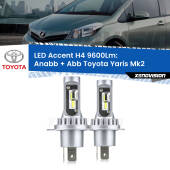 0 Anabbaglianti LED H4 9600Lm per Toyota Yaris Mk2 2005 - 2010 H4: Kit LED Accent 9600LM