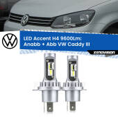 0 Anabbaglianti LED H4 9600Lm per VW Caddy III 2010 - 2015 H4: Kit LED Accent 9600LM