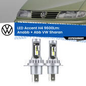 0 Anabbaglianti LED H4 9600Lm per VW Sharan  a parabola singola H4: Kit LED Accent 9600LM