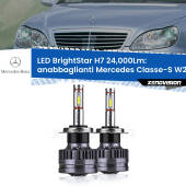 0 Anabbaglianti LED H7 24,000Lm per Mercedes Classe-S W220 1998 - 2005 H7: Kit LED BrightStar 24.000Lm