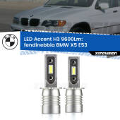 0 Fendinebbia LED H3 9600Lm per BMW X5 E53 1999 - 2002 H3: Kit LED Accent 9600LM