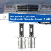 0 Fendinebbia LED H3 9600Lm per Mercedes Classe-C W202 1993 - 1996 H3: Kit LED Accent 9600LM
