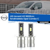 0 Fendinebbia LED H3 9600Lm per Opel Combo C  2001 - 2011 H3: Kit LED Accent 9600LM