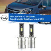 0 Fendinebbia LED H3 9600Lm per Opel Meriva A X03 2003 - 2010 H3: Kit LED Accent 9600LM
