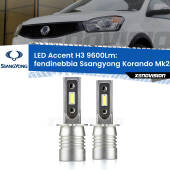 0 Fendinebbia LED H3 9600Lm per Ssangyong Korando Mk2 1996 - 2006 H3: Kit LED Accent 9600LM