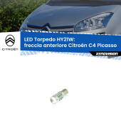 0 Freccia Anteriore LED HY21W Torpedo per Citroën C4 Picasso  2010 - 2013 HY21W (BAW9S): LED Torpedo Canbus Arancio