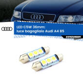 0 Luce Bagagliaio LED c5w 36mm Audi A4 B5 1994 - 2001 (Coppia) C5W C10W Led Canbus 36mm a 3 Ultra Led Xenovision - Bianco Lunare 6000k (Coppia)