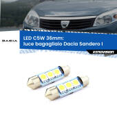 0 Luce Bagagliaio LED c5w 36mm Dacia Sandero I 2008 - 2012 (Coppia) C5W C10W Led Canbus 36mm a 3 Ultra Led Xenovision - Bianco Lunare 6000k (Coppia)