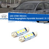 0 Luce Bagagliaio LED c5w 36mm Hyundai Accent I X-3 1994 - 2000 (Coppia) C5W C10W Led Canbus 36mm a 3 Ultra Led Xenovision - Bianco Lunare 6000k (Coppia)