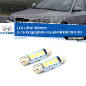 0 Luce Bagagliaio LED c5w 36mm Hyundai Elantra XD 2000 - 2006 (Coppia) C5W C10W Led Canbus 36mm a 3 Ultra Led Xenovision - Bianco Lunare 6000k (Coppia)