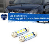 0 Luce Bagagliaio LED c5w 36mm Lancia Delta MkIII 844 2008 - 2014 (Coppia) C5W C10W Led Canbus 36mm a 3 Ultra Led Xenovision - Bianco Lunare 6000k (Coppia)
