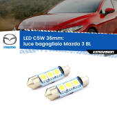 0 Luce Bagagliaio LED c5w 36mm Mazda 3 BL 2008 - 2014 (Coppia) C5W C10W Led Canbus 36mm a 3 Ultra Led Xenovision - Bianco Lunare 6000k (Coppia)