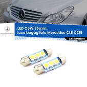 0 Luce Bagagliaio LED c5w 36mm Mercedes CLS C219 2004 - 2010 (Coppia) C5W C10W Led Canbus 36mm a 3 Ultra Led Xenovision - Bianco Lunare 6000k (Coppia)