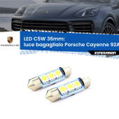 0 Luce Bagagliaio LED c5w 36mm Porsche Cayenne 92A 2010 in poi (Coppia) C5W C10W Led Canbus 36mm a 3 Ultra Led Xenovision - Bianco Lunare 6000k (Coppia)